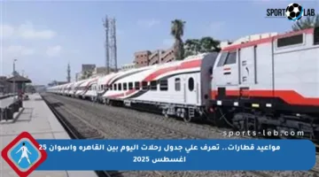 مواعيد قطارات.. تعرف على جدول رحلات اليوم بين القاهرة وأسوان 25 أغسطس 2025